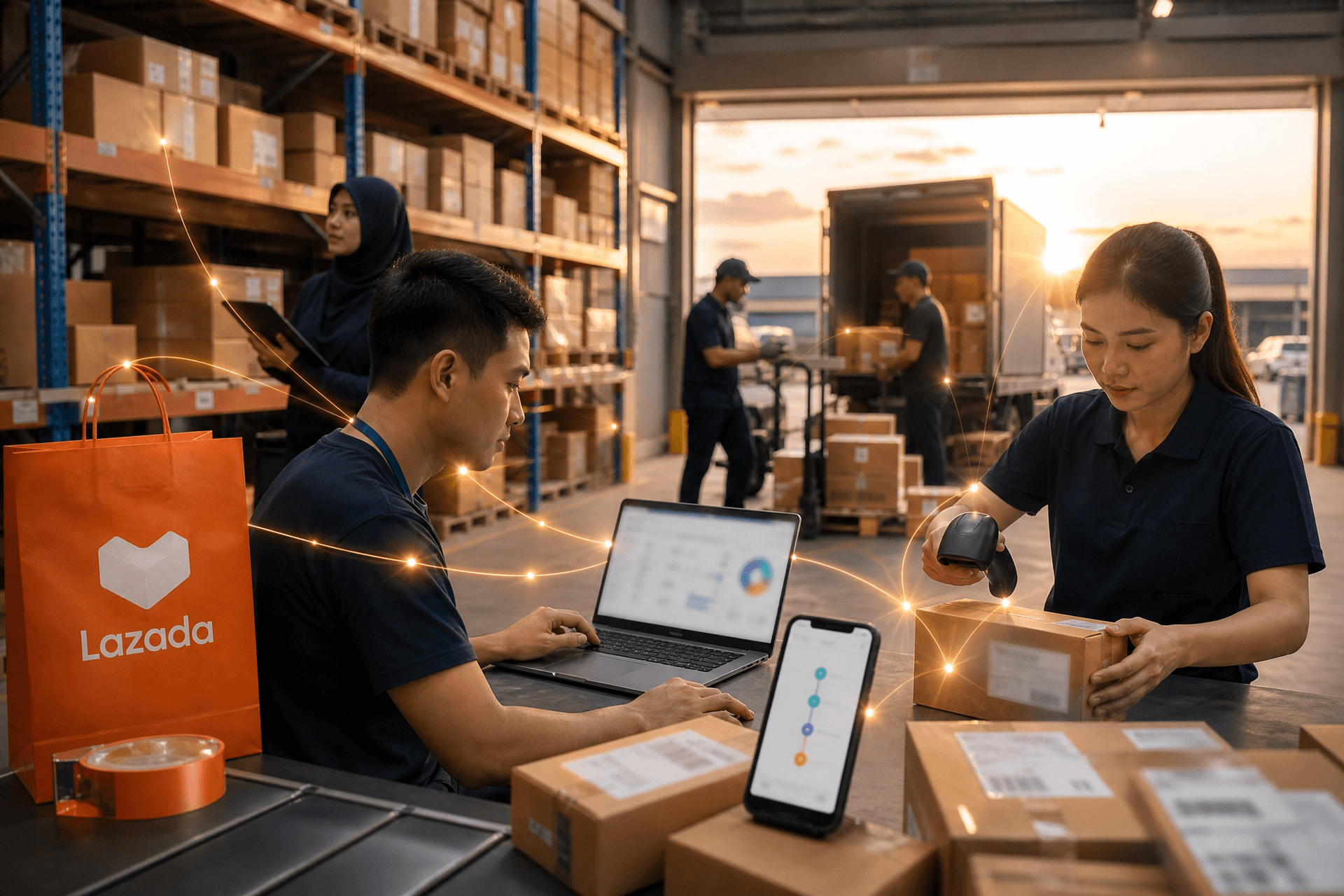 Lazada seller team handling omnichannel customer service and order messages through Udesk unified workspace